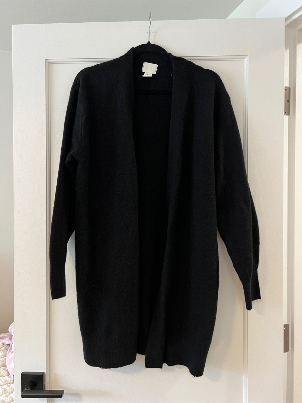 H&M Black Open-Front Long Cardigan